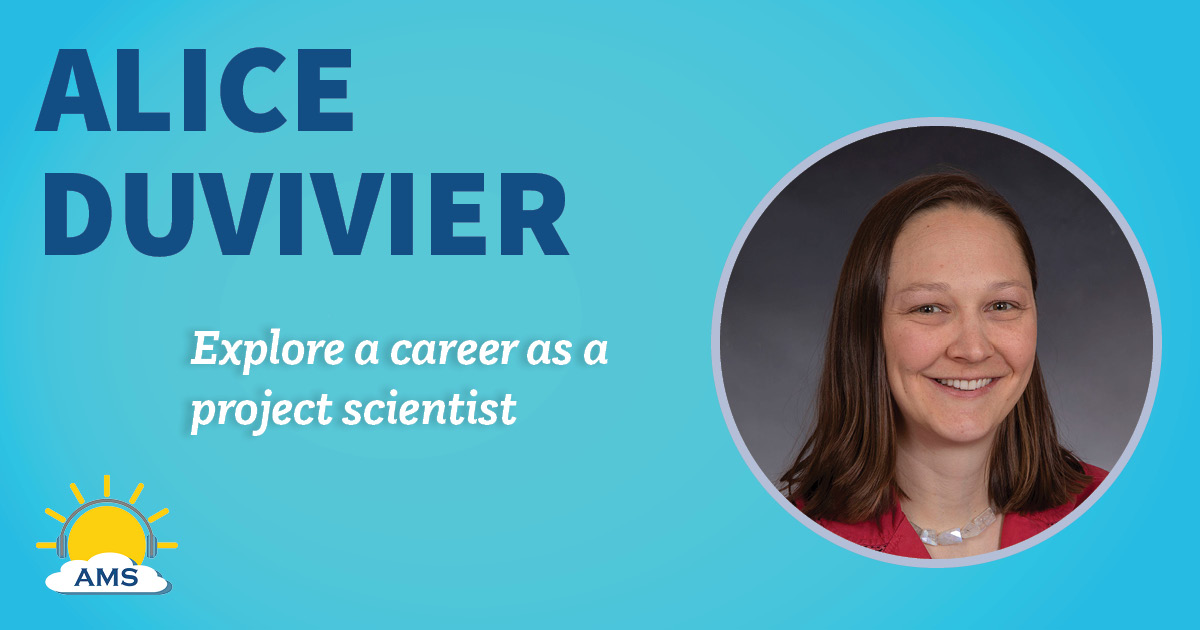 Alice DuVivier headshot graphic with teaser text that reads "explore a career as a project scientist"